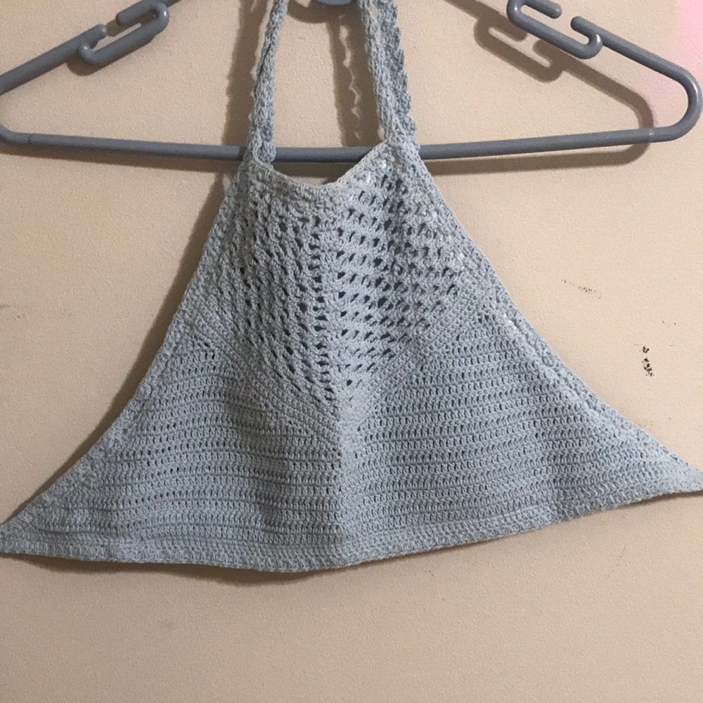 Blue crochet crop top